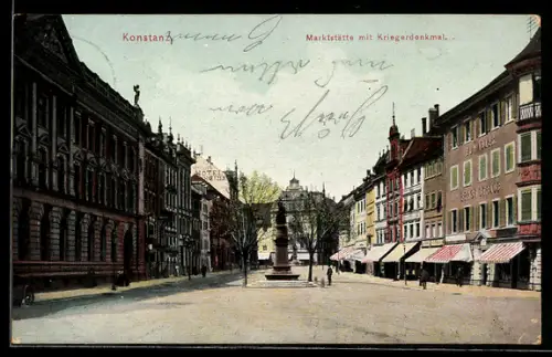 AK Konstanz, Marktstätte mit Kriegerdenkmal