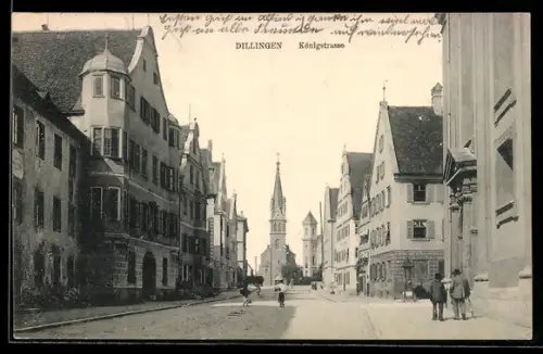 AK Dillingen, Königstrasse mit Kirche
