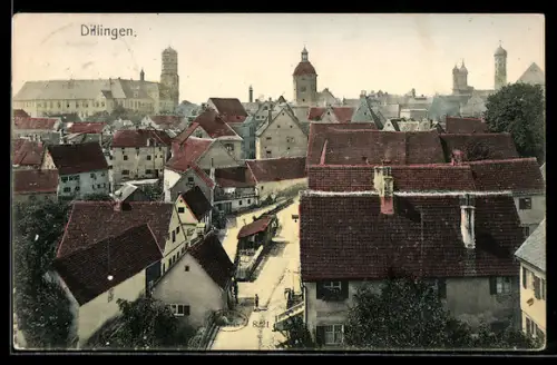 AK Dillingen, Strassenpartie mit der Kirche