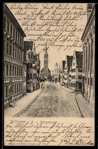 AK Dillingen a. D., Königstrasse mit Blick zur Kirche