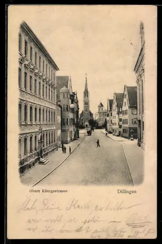 AK Dillingen, Obere Königstrasse mit Kirche