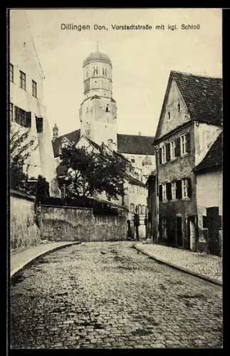AK Dillingen / Donau, Vorstadtstrasse mit kgl. Schloss