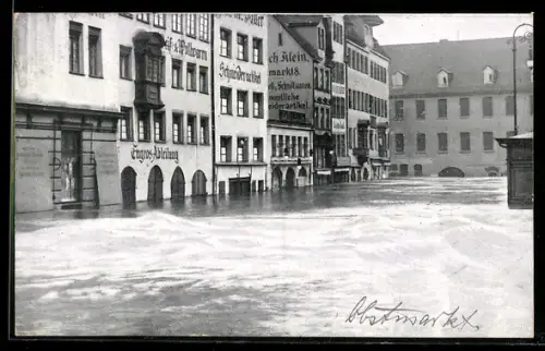 AK Nürnberg, Hochwasser-Katastrophe 1909, Strasse am Obstmarkt