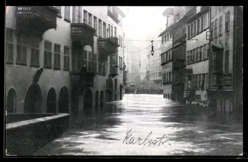 AK Nürnberg, Hochwasser-Katastrophe 5. Feb. 1909, Karlstrasse überschwemmt