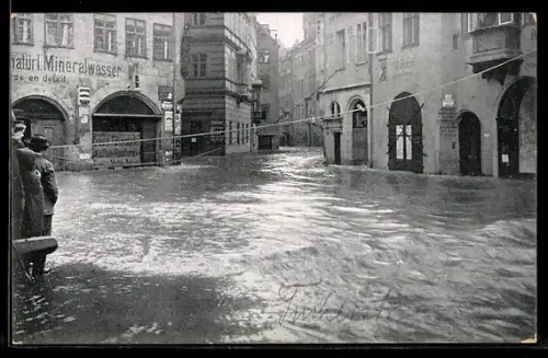AK Hochwasser Nürnberg am 05. Februar 1909, Blick in die Tucherstrasse