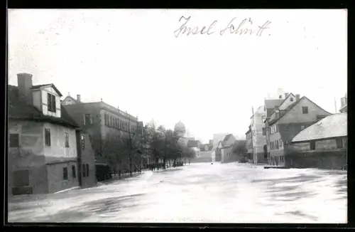 AK Nürnberg, Hochwasser-Katastrophe 5. Februar 1909, Insel Schütt