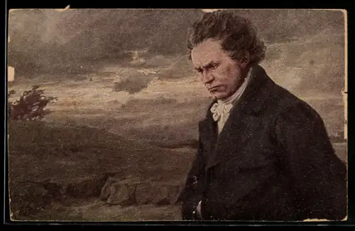 AK Komponist Ludwig van Beethoven an einem stürmischen Tag