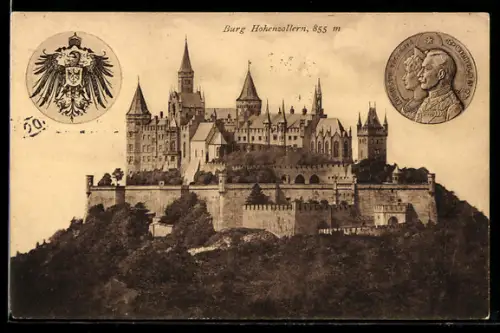AK Burg Hohenzollern und Wappen