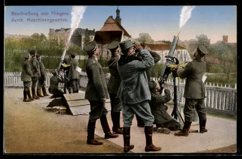AK Infanterie bei der Flugabwehr mittels MG