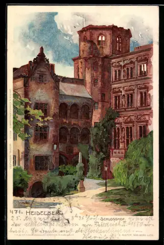 Künstler-AK K. Mutter: Heidelberg, Schlosshof