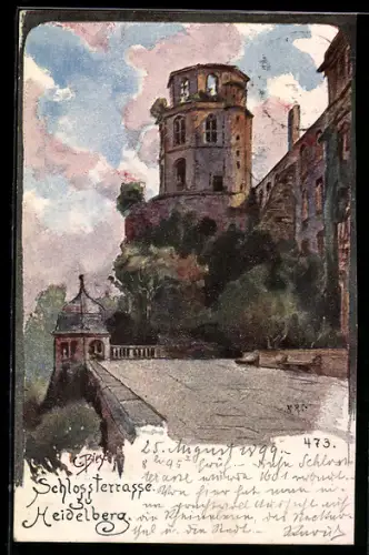 Künstler-AK Carl Biese: Heidelberg, Schlossterrasse