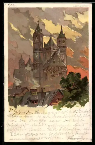 Künstler-AK P.Schmohl: Worms, Dom