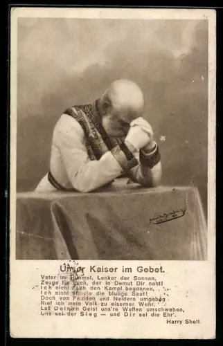 AK Vater im Himmel, Lenker der Sonnen..., Kaiser Franz Josef I. im Gebet