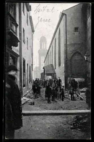 AK Nürnberg, Hochwasser-Katastrophe 1909, in der Spitalgasse