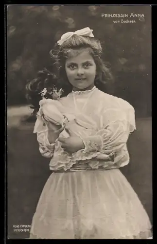 Foto-AK Hugo Erfurth: Prinzessin Anna von Sachsen mit Puppe