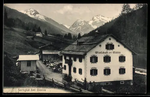 AK Davos, Gasthaus zur Mühle im Sertigtal