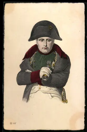 AK Napoleon mit Ordenspange und Fernglas