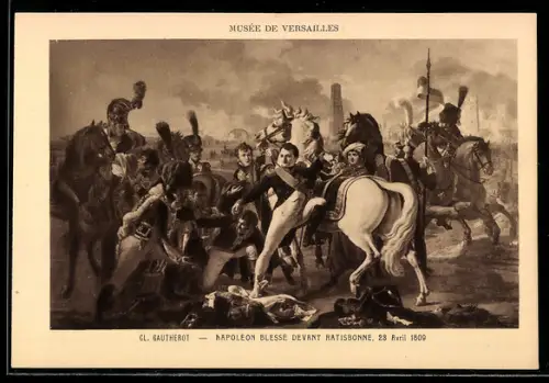 AK Napoleon blessé devant Ratisbonne