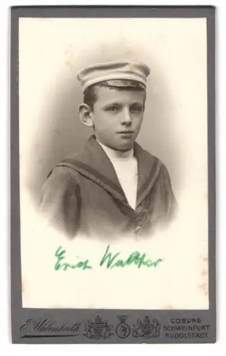 Fotografie E. Uhlenhuth, Coburg, am Albertplatz, Erich Walter in Matrosenuniform