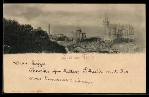 AK Teplitz, Blick auf die Synagoge
