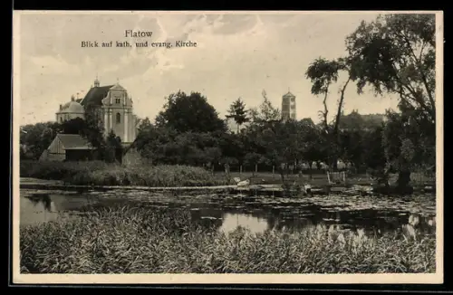AK Flatow, Blick auf kath. und evang. Kirche