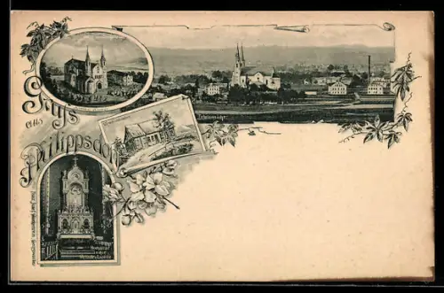 AK Philippsdorf, Kirche u. Kloster, Gnadenhäuschen, Hauptaltar der Gnadenkapelle, Gesamtansicht