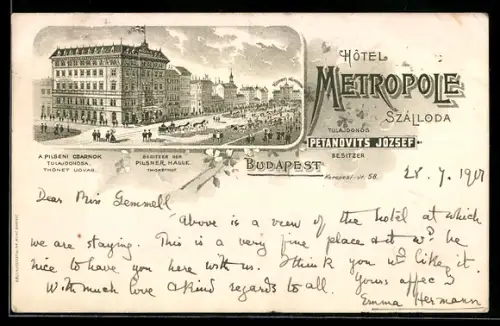 Lithographie Budapest, Budapest, Hôtel Metropole Szálloda