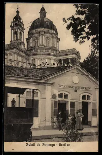 AK Torino, Bahnhof, Stazione di Superga, Basilica di Superga