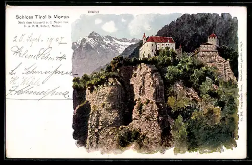 Künstler-AK F.A.C.M. Reisch: Meran, Schloss Tirol
