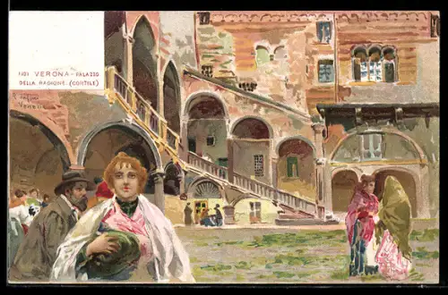 Künstler-AK sign. Raffaele Tafuri: Verona, Palazzo della Ragione