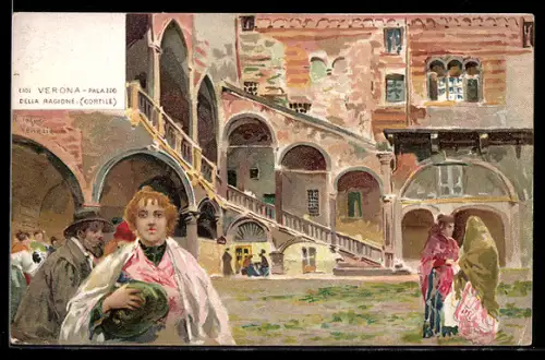 Künstler-AK sign. Raffaele Tafuri: Verona, Palazzo della Ragione