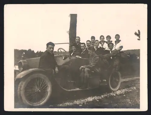 Fotografie Auto, offener Tourenwagen mit Kühlerfigur um 1929