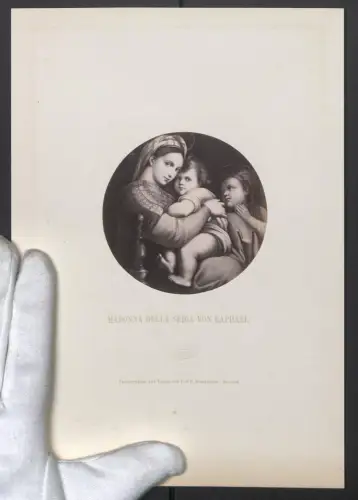 Fotografie F. & O. Brockmann, Dresden, Madonna Della Sedia von Raphael, Grossformat 26 x 19cm