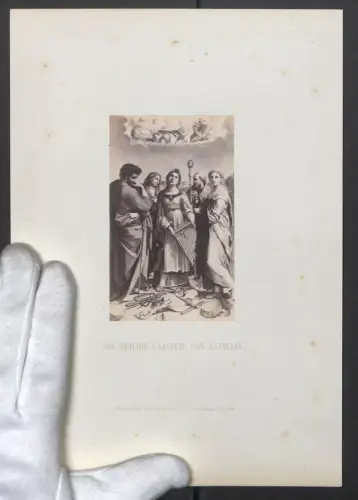 Fotografie F. & O. Brockmann, Dresden, Die Heilige Caecilie nach einem Gemälde von Raphael, Grossformat 26 x 18cm