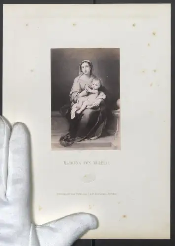 Fotografie F. & O. Brockmann, Dresden, Madonna nach einem Gemälde von Murillo, Grossformat 26 x 18cm
