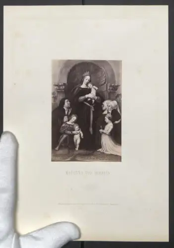 Fotografie F. & O. Brockmann, Dresden, Madonna nach einem Gemälde von Holbein, Grossformat 26 x 19cm