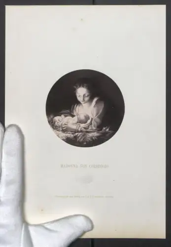 Fotografie F. & O. Brockmann, Dresden, Madonna nach einem Gemälde von Correggio, Grossformat 26 x 18cm