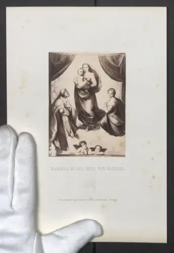 Fotografie F. & O. Brockmann, Dresden, Madonna di San Sisto nach einem Gemälde von Raphael, Grossformat 26 x 18cm