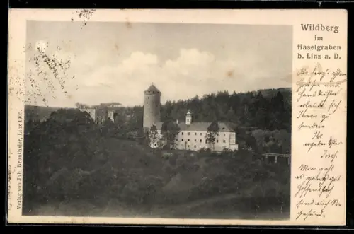 AK Kirchschlag bei Linz, Wildberg im Haselgraben, Schloss Wildberg mit Umgebung
