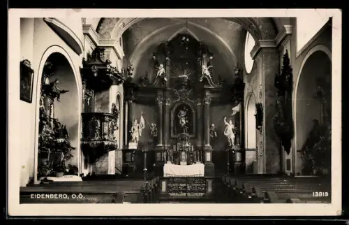 AK Eidenberg /Ob. Öst., Kircheninnenansicht mit Altar