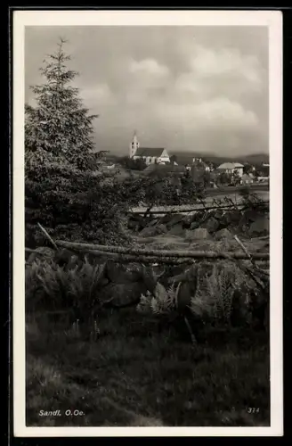 AK Sandl /O. Ö., Ortsansicht mit Kirche