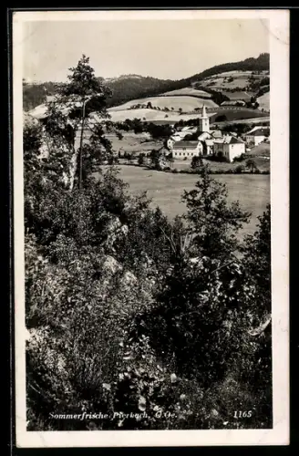 AK Pierbach, Ortsansicht mit Kirche und Umgebung