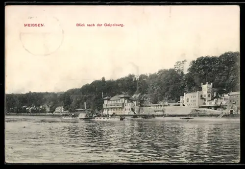 AK Meissen, Blick nach Gasthaus Geipelburg v. d. Elbe