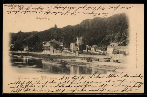 AK Meissen, Gasthaus Geipelburg an der Elbe