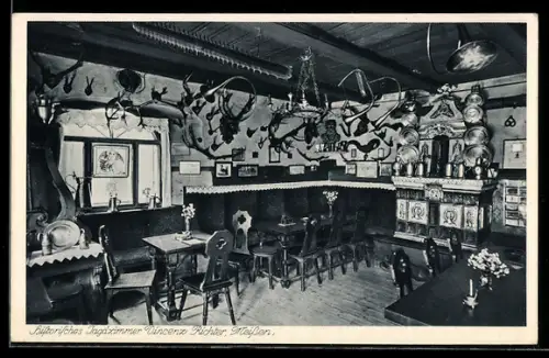 AK Meissen, Gasthaus Weinkelterei und Ausschank Vincenz Richter, Jagdzimmer