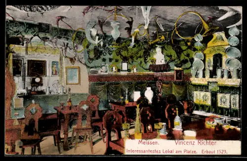 AK Meissen, Gasthaus Vincenz Richter, Innenansicht