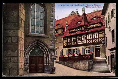 AK Meissen a. d. Elbe, Gasthaus Vincenz Richter und Kirche