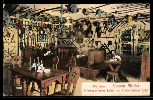 AK Meissen, Gasthaus Vincenz Richter, Innenansicht