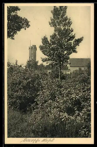 AK Meissen, Gasthaus Deutsche Bosel Gebr. Poppke, mit Aussichtsturm