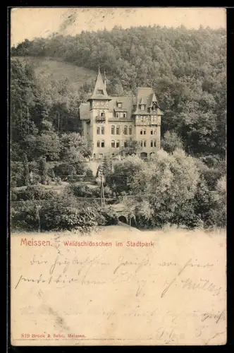 AK Meissen, Gasthaus Waldschlösschen im Stadtpark